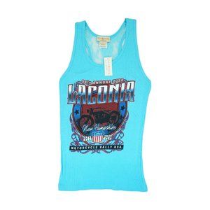 NWT Isaac's Design Motorcycle Rally 2022 New Hampshire Tank Top Size‎ L Blue